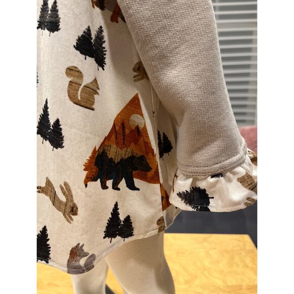 ✨ Upcycled Baby Girls Camping-Themed Dress & Bonnet Set – 6–12M ✨SAME DAY SHIP - Picture 6 of 10